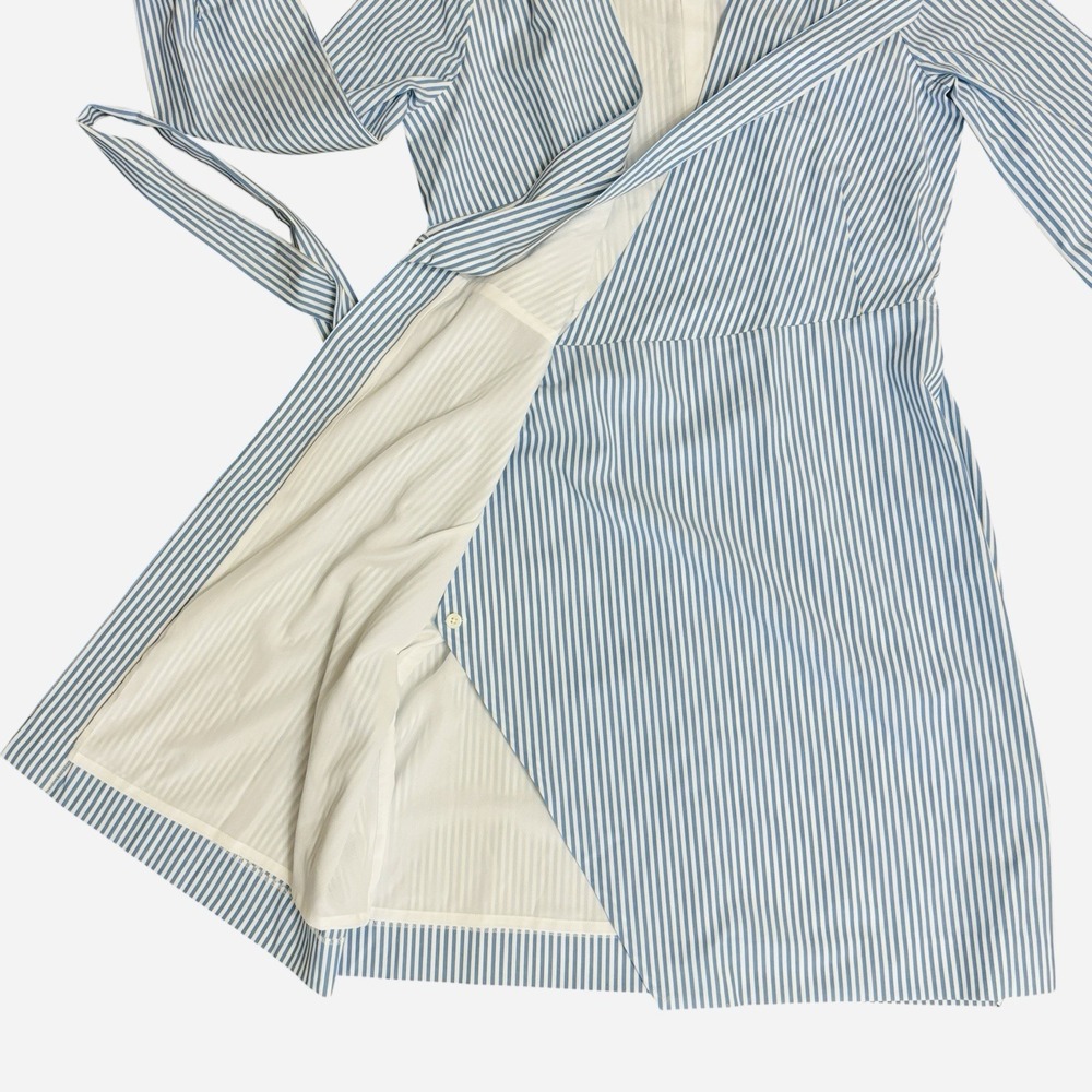 NWT J. Crew Wrap Dress Women's Size 4 Striped Cotton Poplin Blue White  Lined - Picture 12 of 16